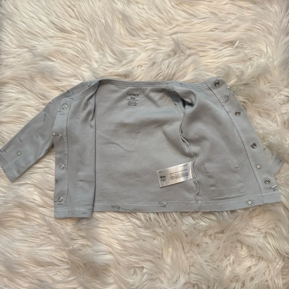 Carter’s Baby Boy 9M Light Blue Paper Airplane‎ Outfit Set NWOT